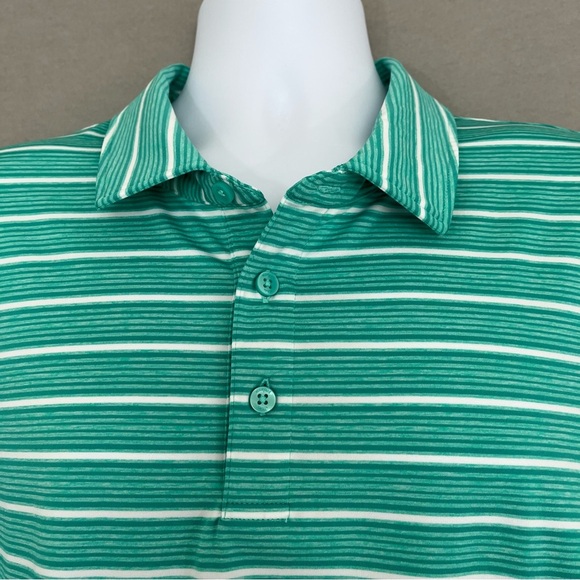 Vineyard Vines Green White Stripe Short Sleeve Polo - Picture 2 of 9